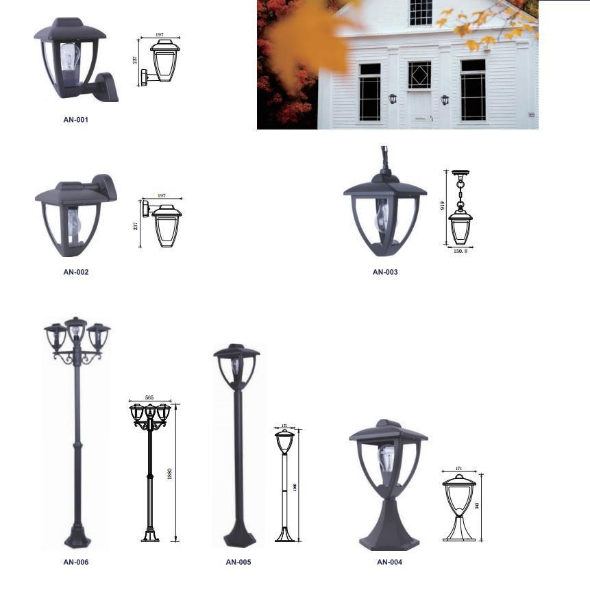 High Quality Aluminum Dia Casting Pathway Garden Post Lamp, E27, Max. 60W, Watproof Outdoor Lighting Post Light