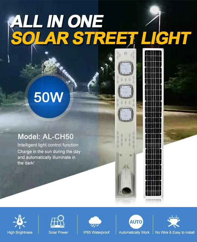 70W Mono Solar Panel 50W Integrated Solar LED Street Light
