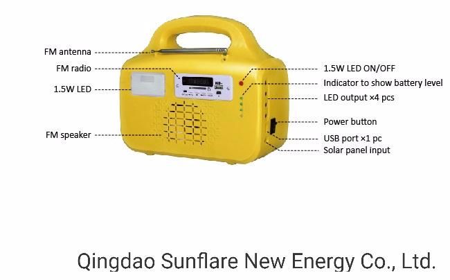 2019 Outdoor Portable Solar Generator Power System with MP3 /FM Radio Function/Mobile Phone Charger