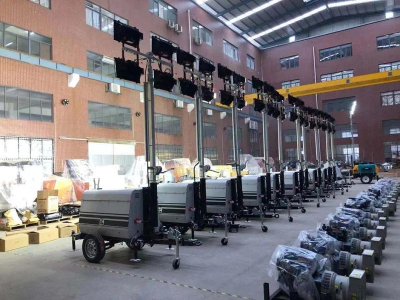 4*1000W Telescopic Mast Diesel Generator Mobile Light Tower for Construction