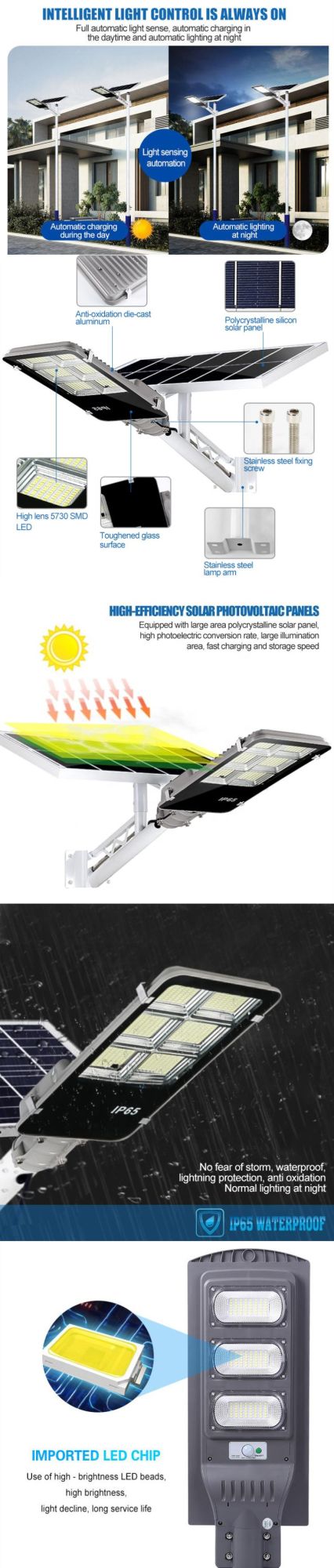 All in Two Outdoor Waterproof IP66 Best Price Solar LED Street Light with Lithium Battery