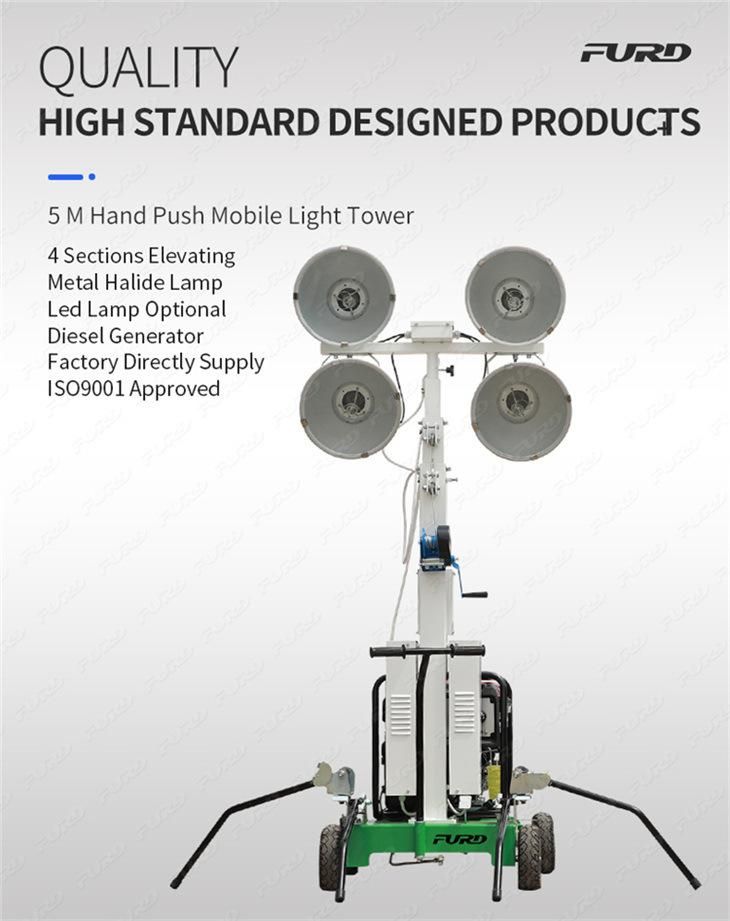 400W*4 LED Electric Mobile Lighting Tower with 5m Elevating Height