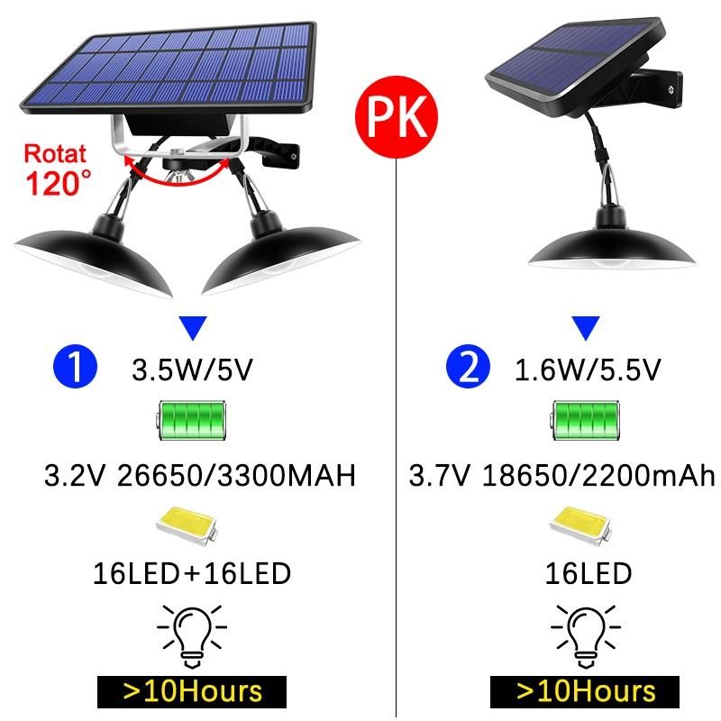 Double Head Solar Pendant Light for Camping Home Garden Yard