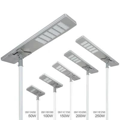 Alltop Waterproof IP65 Outdoor Highway 50 100 150 200 250 300 W All in One LED Solar Prowered Street Lamp