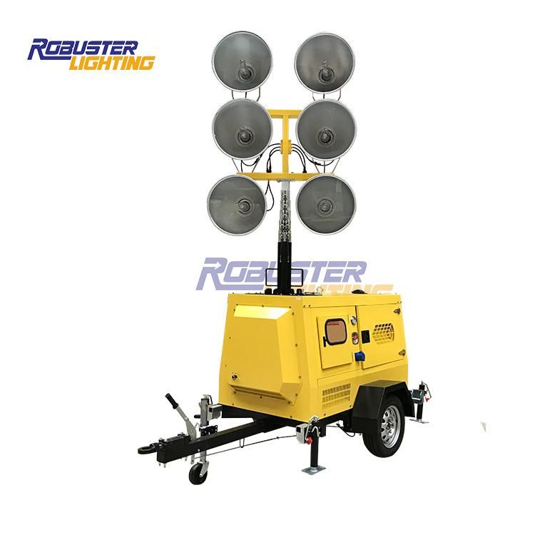 9m Hydraulic Telescopic Mast Towable Trailer Mounted Light Tower