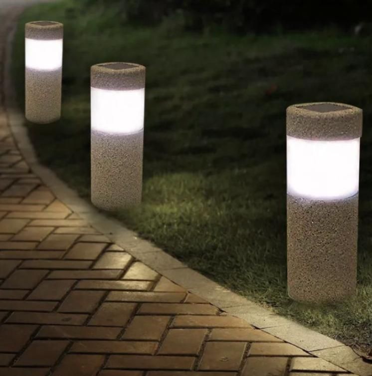 Garden Yard Landscape Pathway Traditional Design Stone Sand Finished Plastic Solar Outdoor Stake Light Pathway LED Lamp