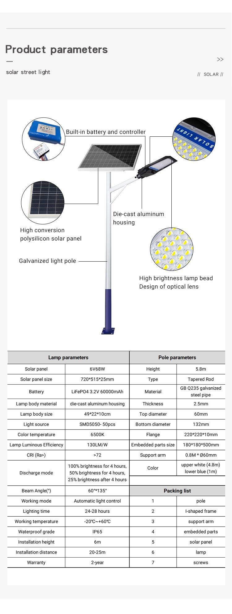 High Lumen LED Solar Light Outdoor Waterproof Solar Street Light