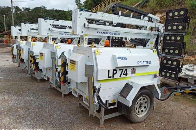 9m Australia Standard Construction DC 48V Mobile Flood Lighting Tower