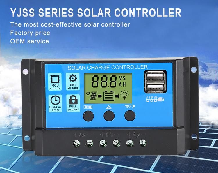 Demuda Sun Power Auto 12V 24V Battery Regulator 10A 20A 30A 40A 50A 60A PWM Solar Energy System Power Charge Controller