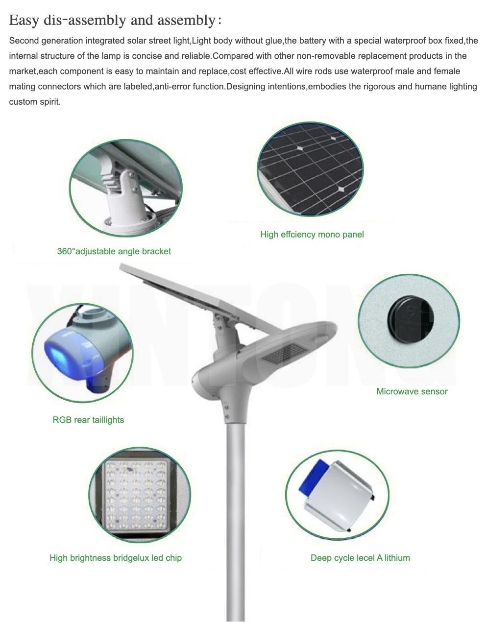 MPPT Controller Outdoor LED Garden Road Home Solar Street Light 9m 90W