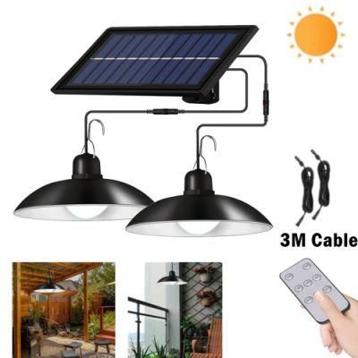 Solar Pendant Lamp Outdoor/Indoor 3m Cable Solar Powered Hanging Shed Lights with Remote Control for Sheds Yards Garden