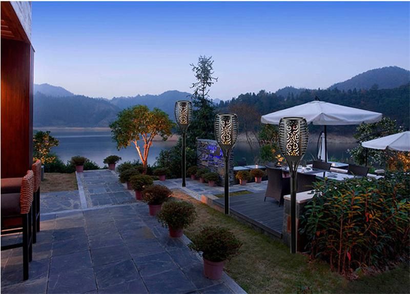 OEM 96LEDs Flickering Flames Torch Flag-Pole Lights Outdoor Waterproof Landscape Decoration with Lighting Control Function.