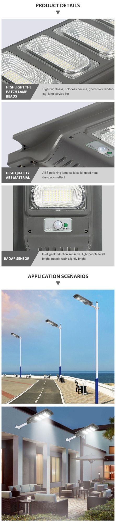 Outdoor 120W LED All in One with Motion Sensor Integrated Solar Street Light