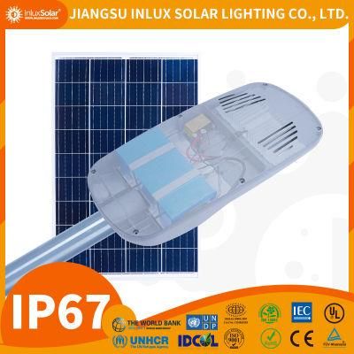 Un Supplier 40W/50W/60W/80W/100W/120W 150W 200W IP65 All-in-One/Integrated Outdoor Sensor LED Solar Street Lamp Factory