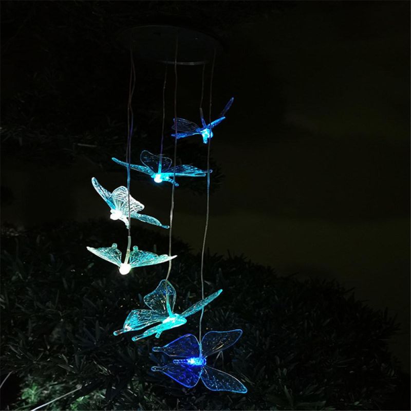 Bsolar Color Changing LED Garden Decoration Butterfly Wind Chime Light