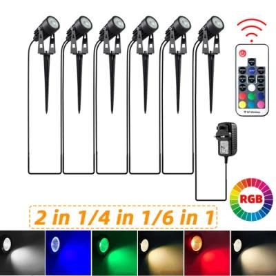 LED RGB Outdoor Lamp Garden Light Lawn Lamp Waterproof AC100 - 240V 2/4/6in 1 Remote Control Christmas Path Spotlights Treelight