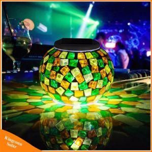Solar Powered Mosaic Glass Changing Table Lamp LED Rechargeable Night Light