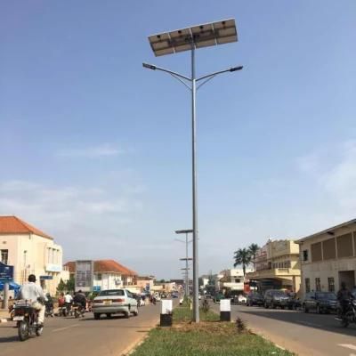 Energy Saving IP65 50W 60W 70W 80W Double Arms LED Solar Street Light Smart Controller Charge Highway Project Lighting with 10m 12m Poles