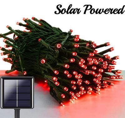 Solar Powered Red LED Fairy Light Christmas Twinle Light for Home Garden Outdoor Party Camping Decoration