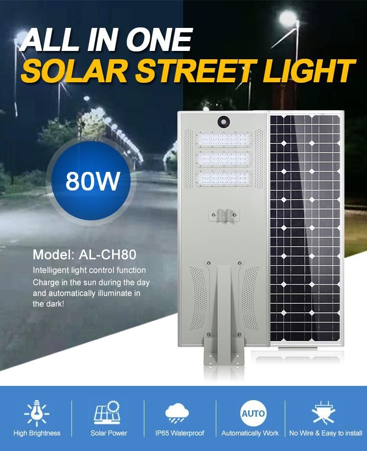 6500K Color Temperature Home Outdoor Lighting 80W LED Solar Light