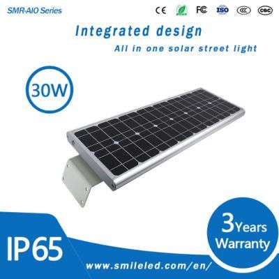 Factory Price High Power 30W LED Integrated Solar Street Light with Pole