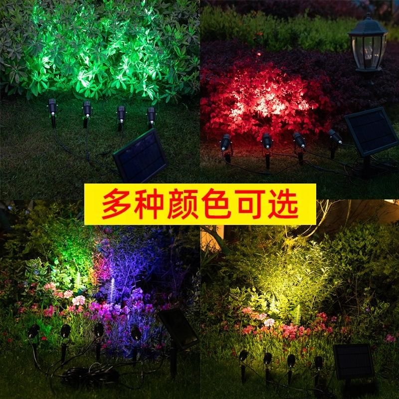 Four Solar-Powered Cast Aluminium Warm White LED Spotlight 100 Lumen Per Light Fixture for Outdoor Garden Yard Landscape Downlight