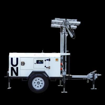 Camping Mining Mobile Lighting Tower with LED Lamp and Trailer