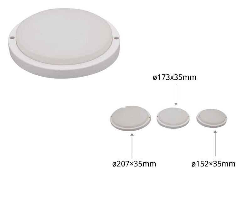 IP65 Moisture-Proof Lamps Outdoor LED Bulkhead Light Round White 15W with CE RoHS