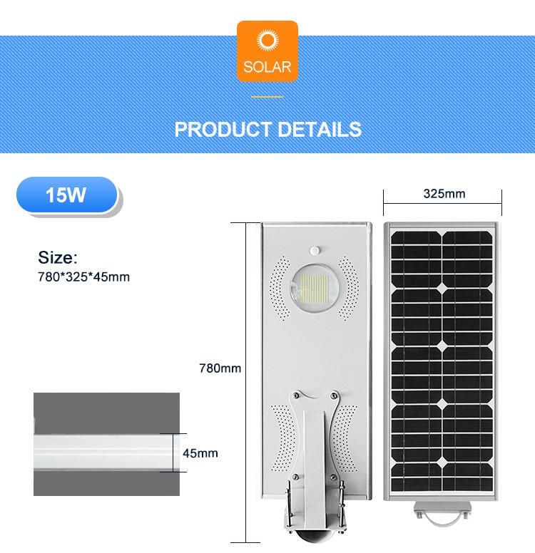 110lm/W LED Lamp Home Outdoor Lighting 15W Solar Street Light