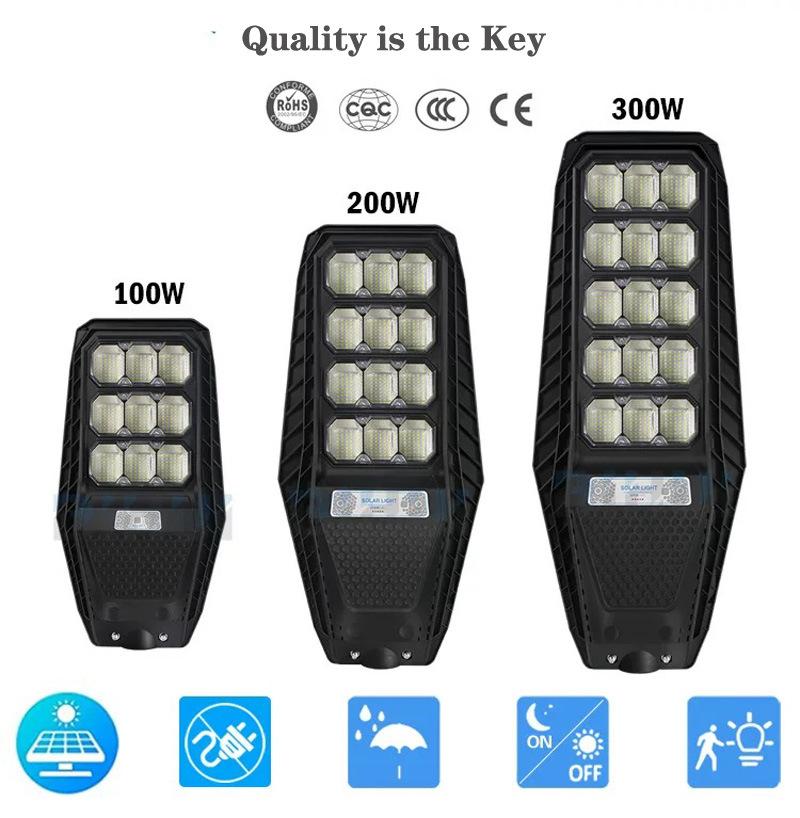 Remote Control Solar Battery Power Panel Lights System Outdoor 100W 200W 300W Integrated All in One LED Solar Street Light