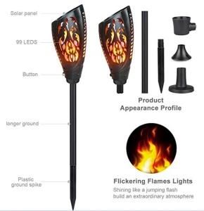 Solar Garden Flame Torch Light Flicker Candle IP65 Waterproof Decorative Lamp for Lawn Pathway