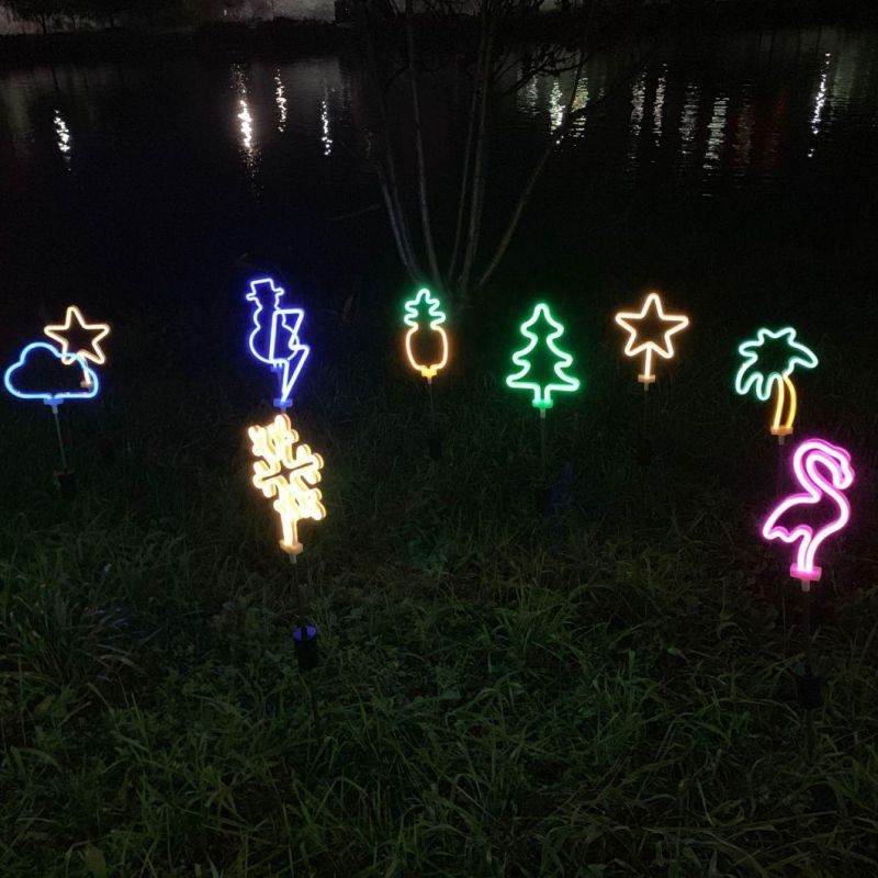 Customized Outdoor IP65 Waterproof Garden Lawn Home Decoration Solar LED Neon Lights with Spike