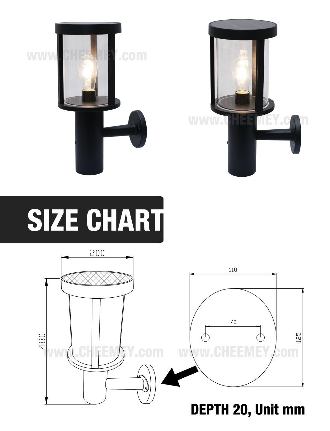 Outdoor LED Solar Power Wall Lantern for Garden Lithium Battery