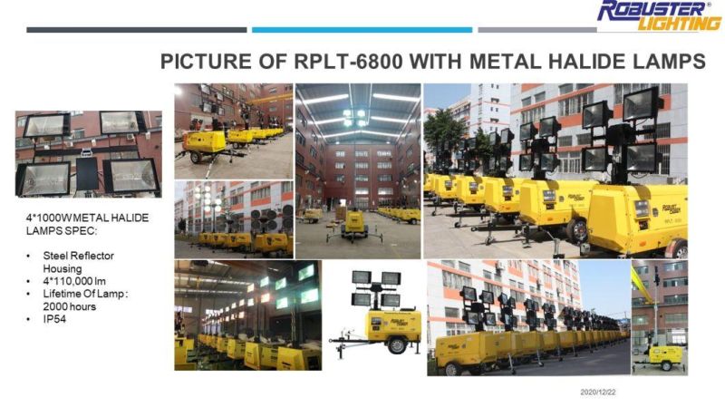 Portable Waterproof Hydraulic Diesel Mobile Light Tower