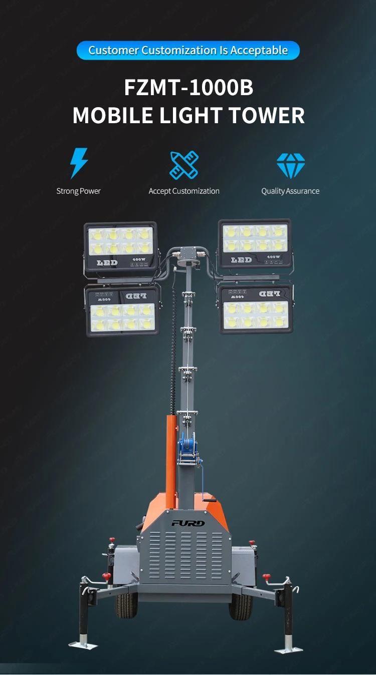 Manual Mast Gasoline Light Tower for Construction Emergency Lighting