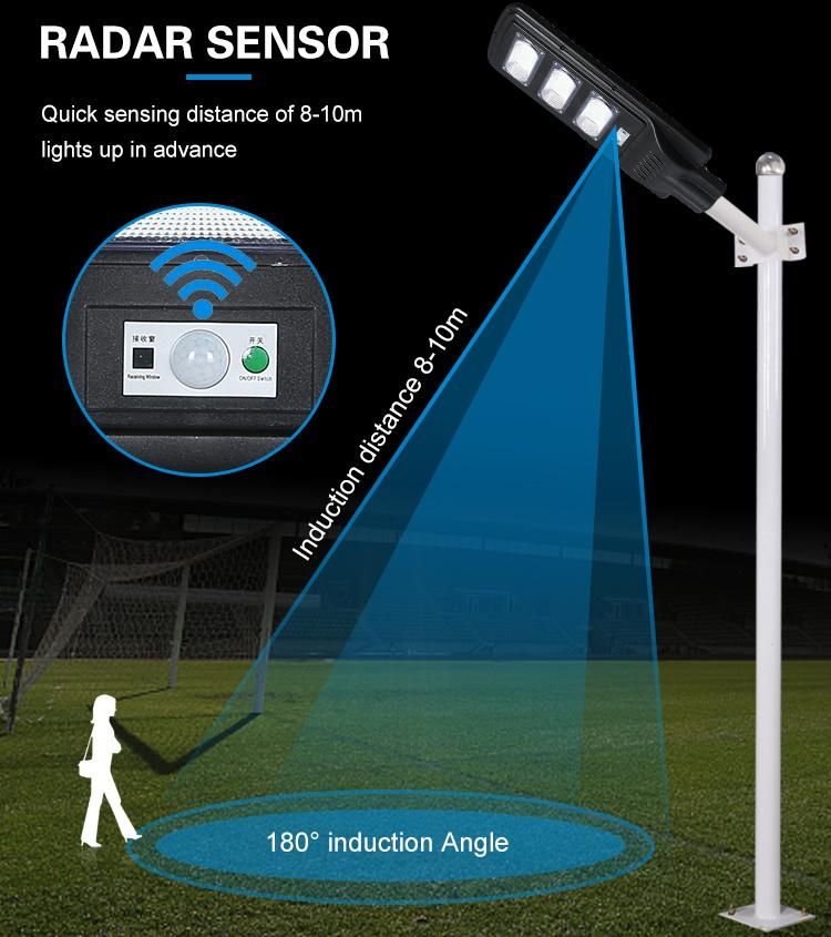 Intelligent Time Control Rainproof Pathway Road Light 30W 50W 200W LED Solar Panel Street Lightall in One Solar Street Light