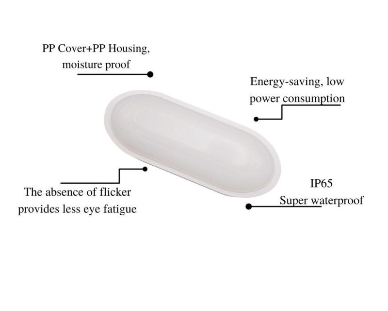 IP65 Moisture-Proof Lamps 18W Outdoor Bulkhead Waterproof LED Light Energy Saving Lamp Oval with CE RoHS