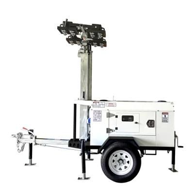 Water-Cooling Diesel Generator Mobile Tower Light with Hydraulic Mast