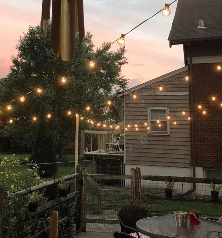 Solar String Lights Outdoor-25FT Solar Patio String Lights with 10 Shatterproof G40 LED Bulbs, Waterproof Solar Powered Lights String for Patio, Backyard, Garde