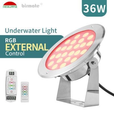 36W DC24V RGB External Control IP68 Structure Waterproof IP68 LED Underwater Lights Pool Light