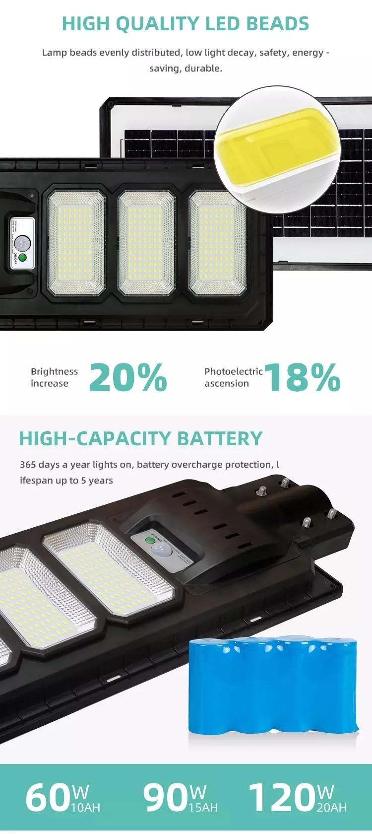 LED Integrated Solar Street Light IP65 90W Solar Road Light