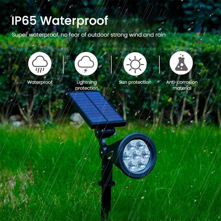 Solar Spotlight and Outdoor Solar Landscape Spotlight, Solar Spot Lights with Waterproof LED and Solar Panel Integrated, Solar Powered Garden Light