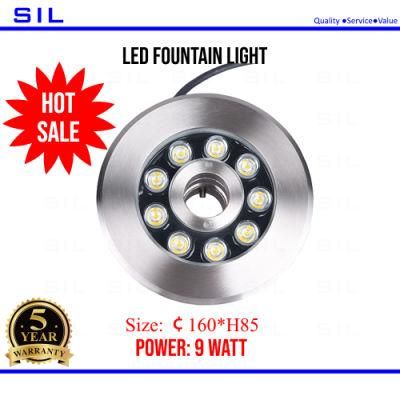 LED Water Light 12V 24V 9W IP68 Waterproof 304 Stainless Steel RGB DMX512 Underwater LED Fountain Light
