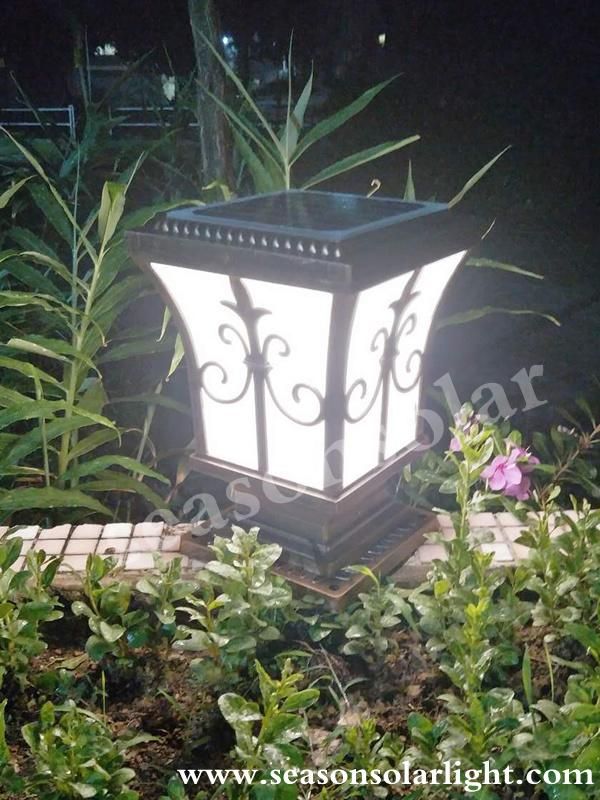 Classical Style Portable Outdoor Lighting Fixture 5W Solar Post Cap Light for Garden Gate Lighting