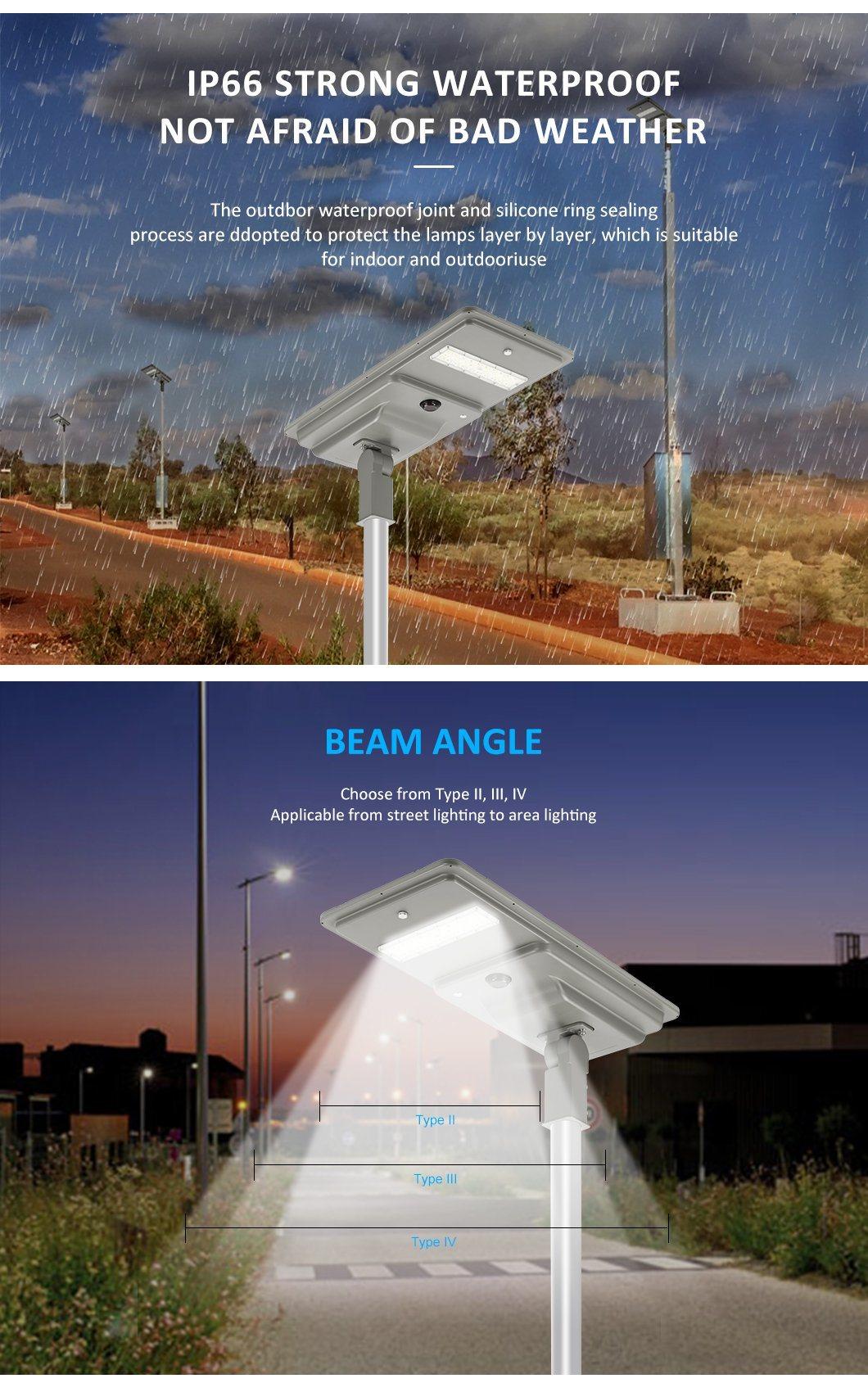 Solar Street Light All in One 180lm/W 1800-21000lm IP66 Waterproof 5 Years Warranty 10W 20W 30W 40W 60W 80W 100W 120W Solar LED Light Outdoor