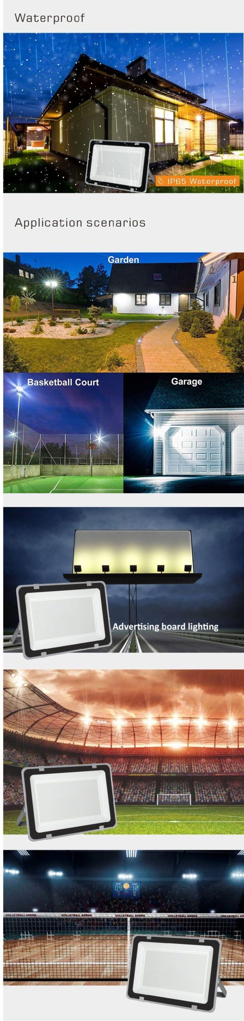 High Power LED Floodlight Outdoor IP65 Projector for Stadium