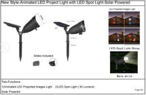Solar Powered LED Projected Images Light with Spot Light