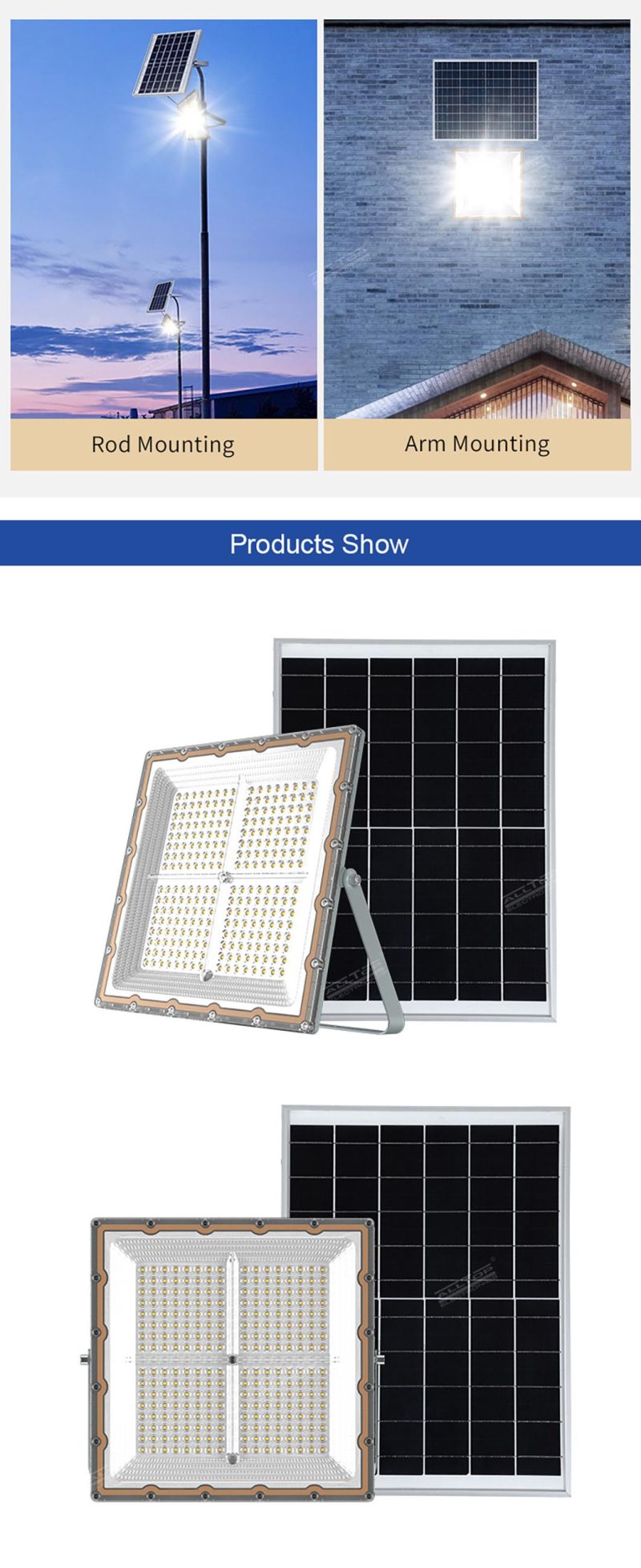 Alltop High Performance SMD Aluminum 150W Waterproof IP65 Outdoor Solar Panel LED Flood Lights