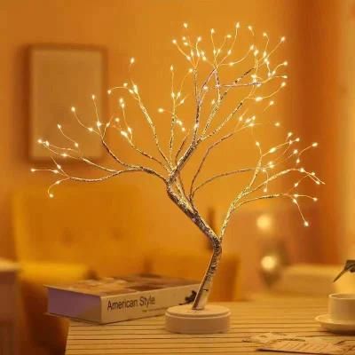 Starburst Artificial Tree Lights Touch Sensor Sparkly Tree Lamp with 72 LED USB Table Lamp for Christmas New Year Party Decor