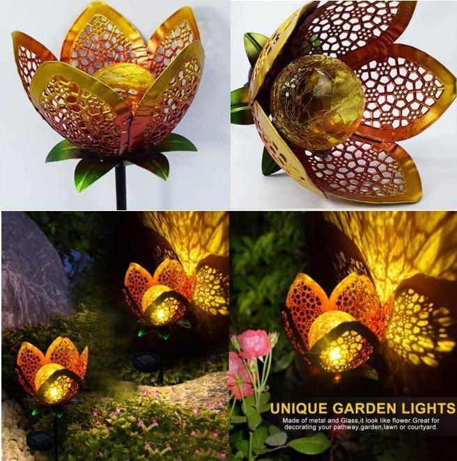 Brilliant-Dragon Beautiful Garden Decoration Metal Art Solar Flower Garden Stake Decoration with Solar Light